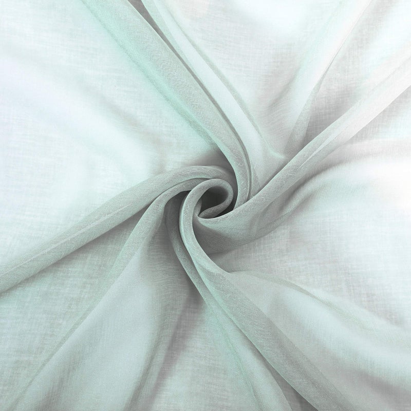 MISS SELECTEX Linen Look Pom Pom Tasseled Sheer Curtains - Rod Pocket Voile Semi-Sheer Curtains for Living and Bedroom, Set of 2 Curtain Panels (52 x 63 inch, Aqua) - Image 3